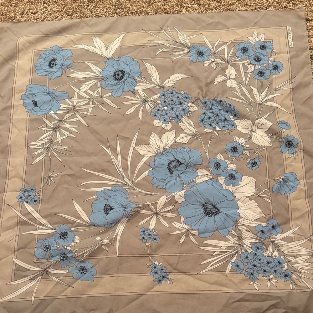 Floral Gray and Blue Scarf
